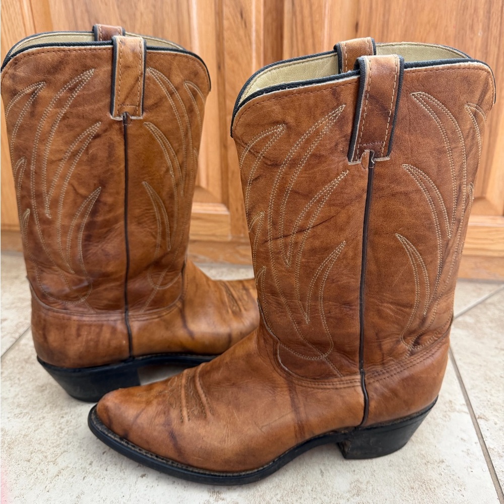 Wrangler Men’s Brown Leather Western Cowboy Boots, Size 11D - Picture 4 of 10